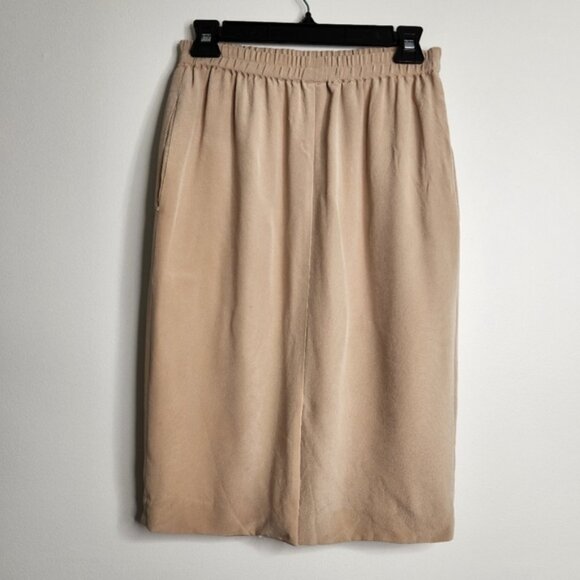 Vintage Pull On Neutral Tan Pencil Skirt Size - Picture 6 of 12